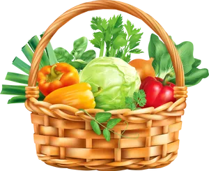 Fresh Vegetable Basket Illustration PNG Image