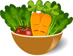 Fresh Vegetable Bowl Illustration PNG Image