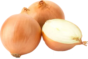 Fresh Wholeand Half Onion PNG Image