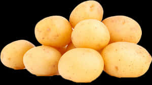 Fresh Yellow Potatoes Black Background PNG with transparent background