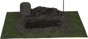 Freshly Dug Gravewith Tombstone PNG image with transparent background