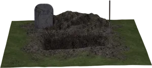 Freshly Dug Gravewith Tombstone PNG Image