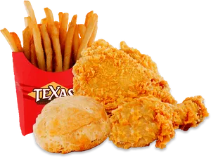 Fried Chicken Meal Combo Texas Brand PNG Image