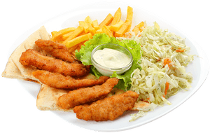 Transparent Chicken Fingers Png - Deep Fried Chicken With French Fries Png, Png Download PNG with transparent background