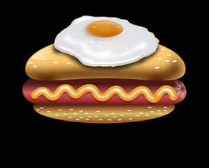 Fried Egg Hotdog Sandwich Illustration PNG image with transparent background