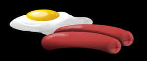 Fried Eggand Sausageson Black Background PNG with transparent background