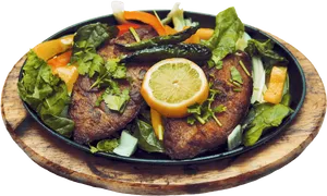 Fried Fishwith Lemonand Vegetables PNG Image