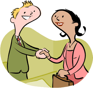 Friendly Business Handshake Cartoon PNG with transparent background