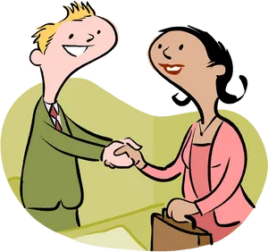 Friendly Business Handshake Cartoon PNG Image