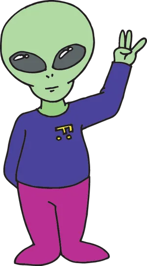 Friendly Cartoon Alien Gesture PNG Image