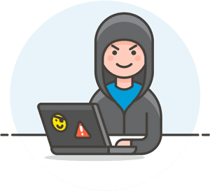 Friendly Cartoon Hackerat Computer PNG image with transparent background