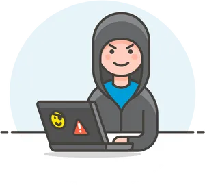 Friendly Cartoon Hackerat Computer PNG Image