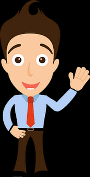 Friendly Cartoon Man Waving PNG