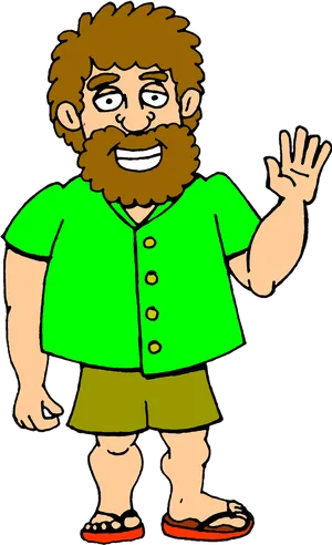 Friendly Cartoon Man Waving PNG Image