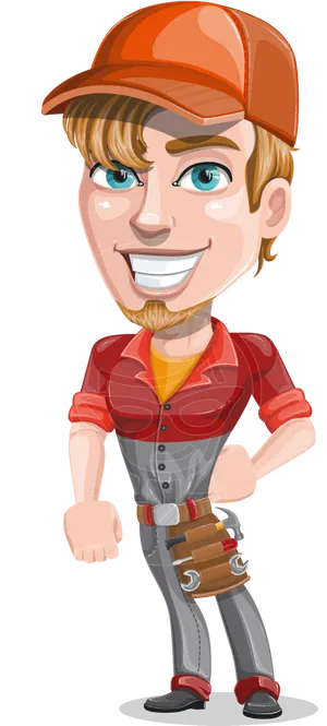 Friendly Cartoon Mechanic Character PNG Image