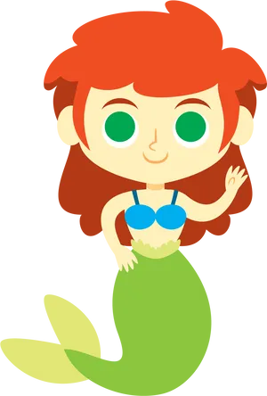 Friendly Cartoon Mermaid Clipart PNG Image