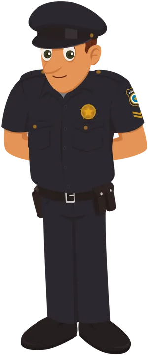 Friendly Cartoon Policeman Standing PNG Image