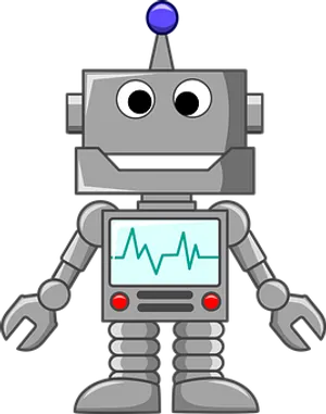 Friendly Cartoon Robot PNG Image