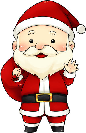 Friendly Cartoon Santa Claus Waving PNG image with transparent background