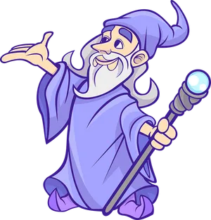 Friendly Cartoon Wizard PNG Image