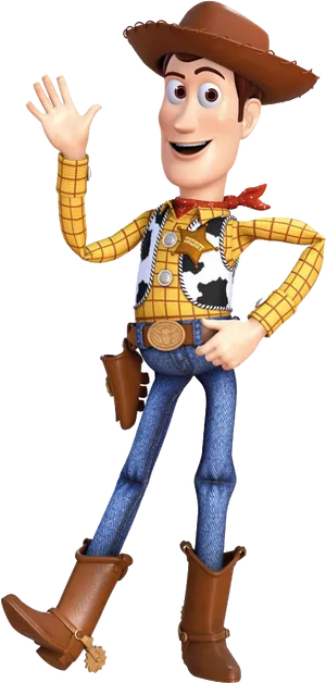 Friendly Cowboy Character Waving PNG Image