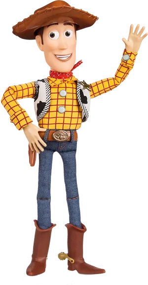 Friendly Cowboy Character Waving PNG Image