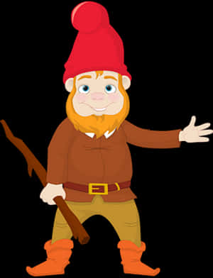Friendly Gnome Character Red Hat Orange Boots PNG image with transparent background