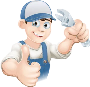 Friendly Mechanic Cartoon Character PNG Image