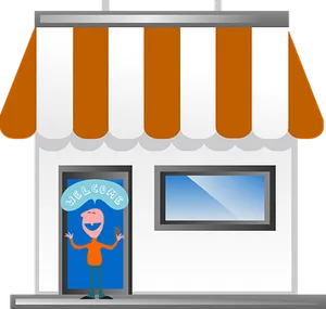 Friendly Storefront Welcome PNG Image