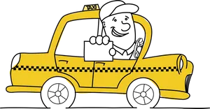 Friendly Taxi Driver Cartoon PNG Image