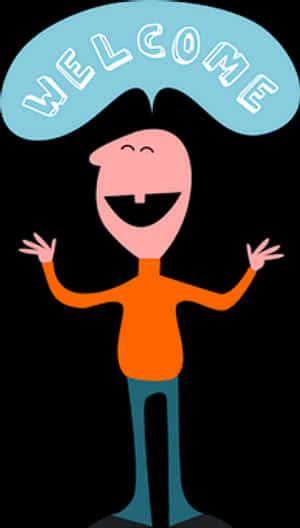 Friendly Welcome Cartoon Character PNG image with transparent background