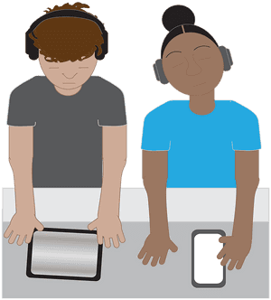 Friends Listening Music Together PNG image with transparent background