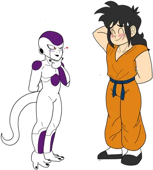 Friezaand Yamcha Standoff PNG Image