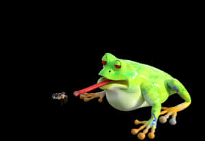 Frog Catching Bee PNG image with transparent background