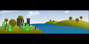 Frog Dance Party Cartoon PNG image with transparent background