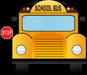 Front View Yellow School Bus Illustration PNG with transparent background