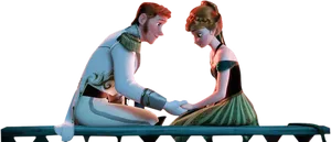 Frozen Annaand Hans Courtyard Scene PNG Image