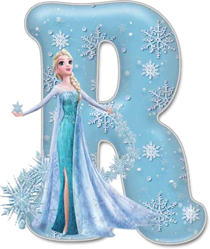 Frozen Elsa Letter B Design PNG Image