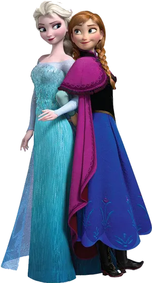 Frozen Elsaand Anna Sisters Together PNG Image