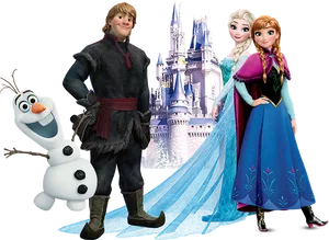 Frozen Main Characters Castle Backdrop PNG Image