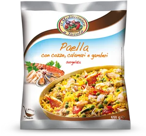 Frozen Seafood Paella Packaging PNG Image