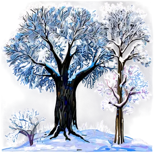 Frozen Snow Trees Png Fob PNG Image