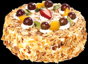 Fruit Almond Topped Cake PNG image with transparent background