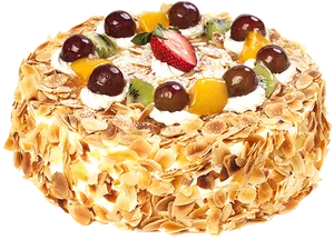 Fruit Almond Topped Cake PNG Image