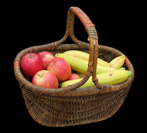 Fruit Basket Fullof Applesand Bananas PNG image with transparent background