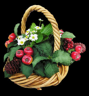 Fruit Flower Basket Arrangement PNG image with transparent background