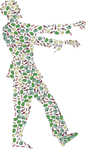 Fruit Patterned Dancer Silhouette PNG Image