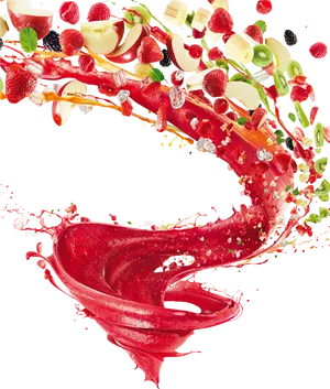 Fruit Splash Juice Twirl PNG Image