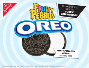 Fruity Pebbles Flavored Oreo Cookie Advertisement PNG Image