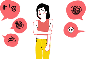 Frustrated Person Surroundedby Negative Thoughts PNG image with transparent background